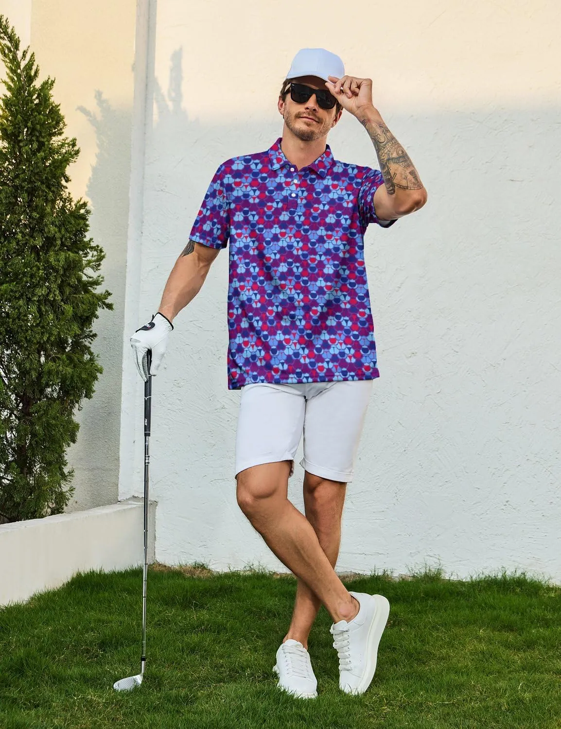 Men's Funny Golf Shirts Hawaiian Polo Shirts 80S Flashes Polo Shirts Funny Hawaiian Beach Summer Golf Polo Shirts