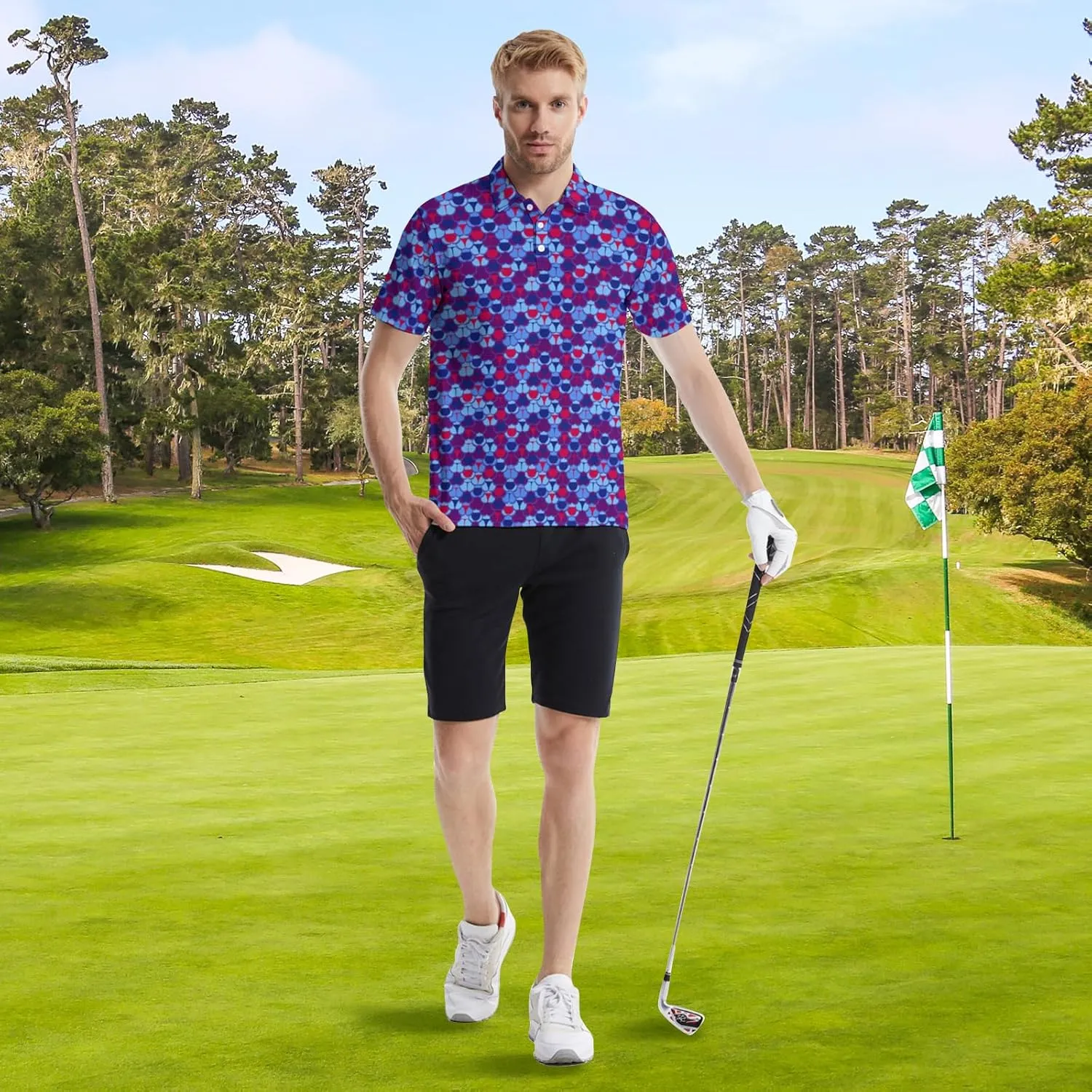 Men's Funny Golf Shirts Hawaiian Polo Shirts 80S Flashes Polo Shirts Funny Hawaiian Beach Summer Golf Polo Shirts