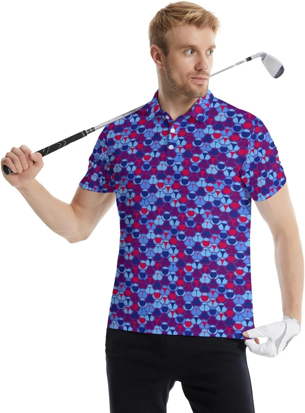 Men's Funny Golf Shirts Hawaiian Polo Shirts 80S Flashes Polo Shirts Funny Hawaiian Beach Summer Golf Polo Shirts