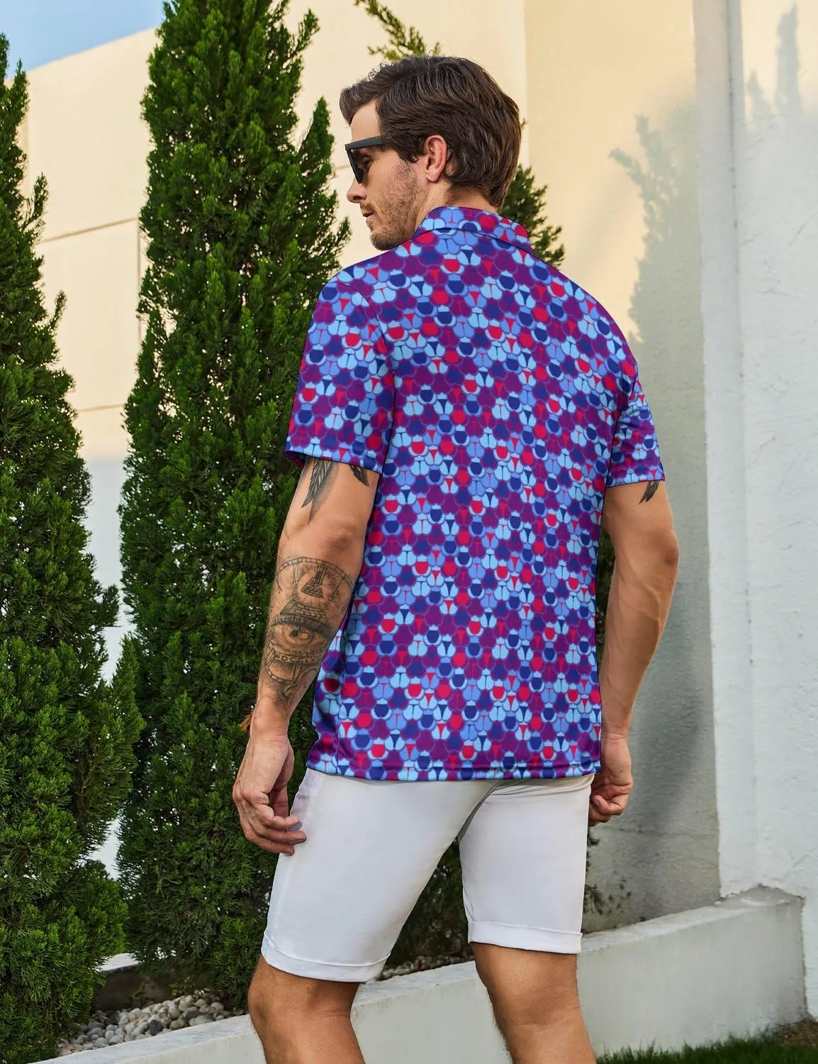 Men's Funny Golf Shirts Hawaiian Polo Shirts 80S Flashes Polo Shirts Funny Hawaiian Beach Summer Golf Polo Shirts