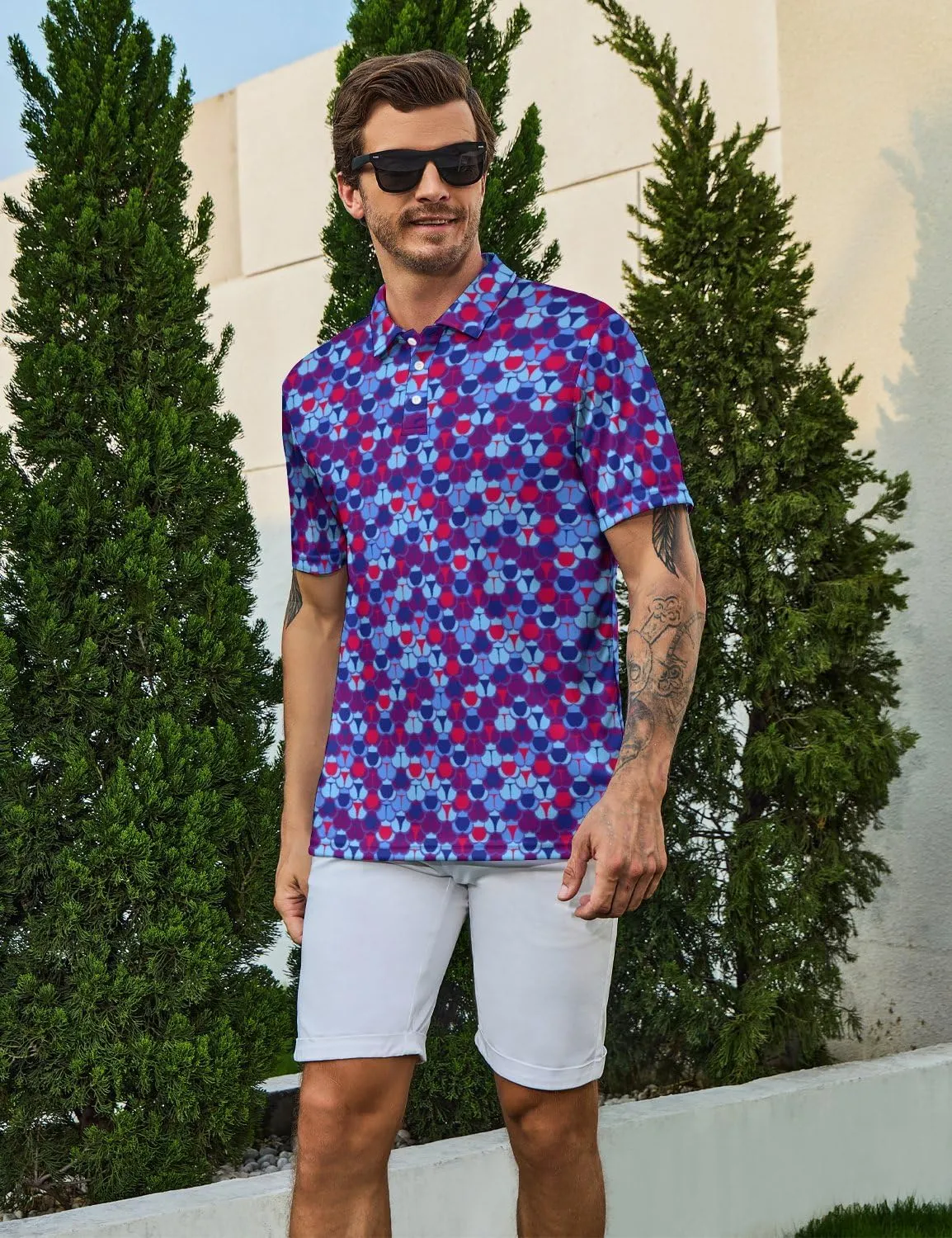 Men's Funny Golf Shirts Hawaiian Polo Shirts 80S Flashes Polo Shirts Funny Hawaiian Beach Summer Golf Polo Shirts