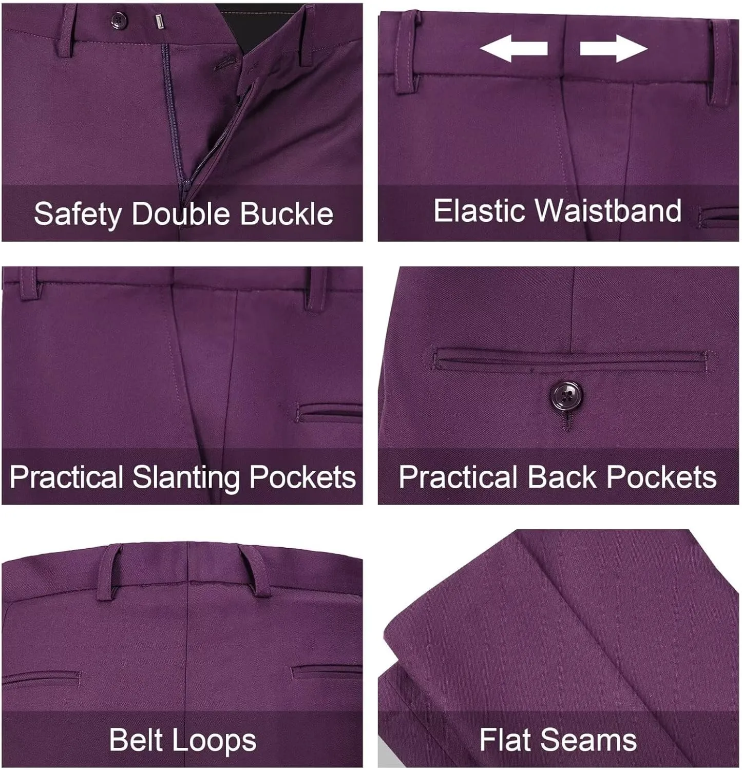Mens Slim Fit 2 Piece Suit Two Button Notched Lapel Solid Suit Jacket Pants Set Tuxedo for Prom