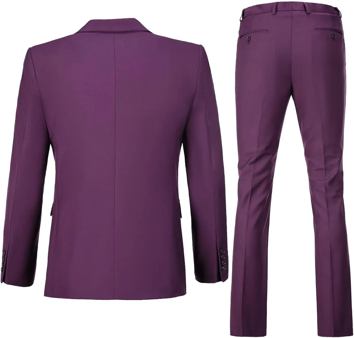 Mens Slim Fit 2 Piece Suit Two Button Notched Lapel Solid Suit Jacket Pants Set Tuxedo for Prom