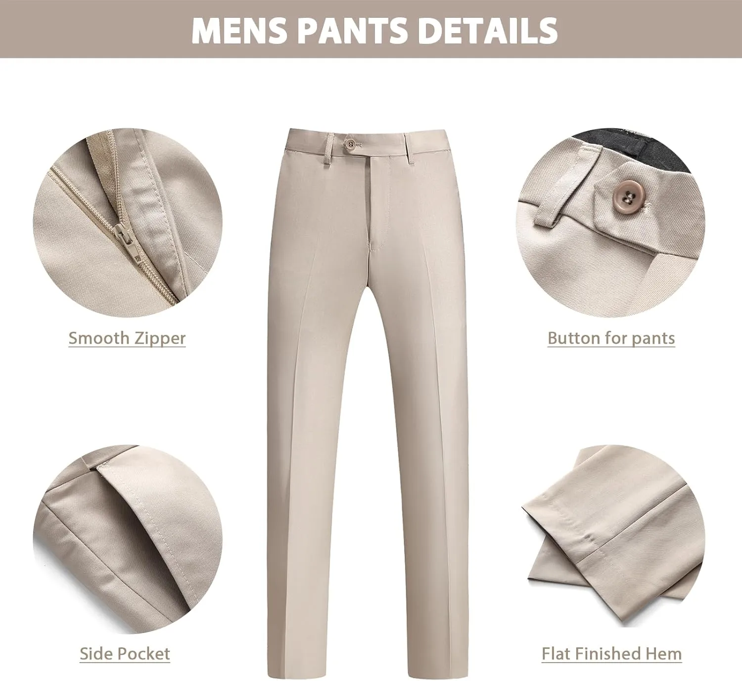 Mens Suits 2 Piece Slim Fit Casual One Button Solid Suits for Mens Business Wedding Party Jacket Blazer & Pants Set