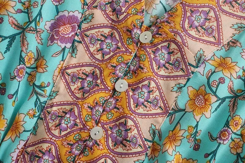 Midi Dress, Boho Dress, Sundress, Aubrey Zaynab in Yellow Pink and Green