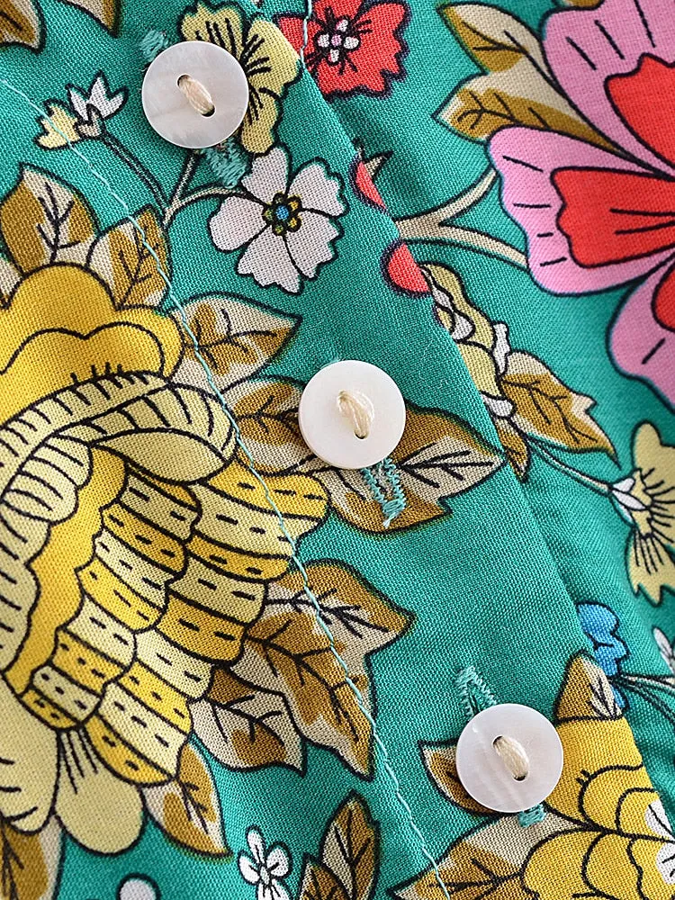 Midi Dress, Boho Dress, Sundress, Green Arabian Jasmine