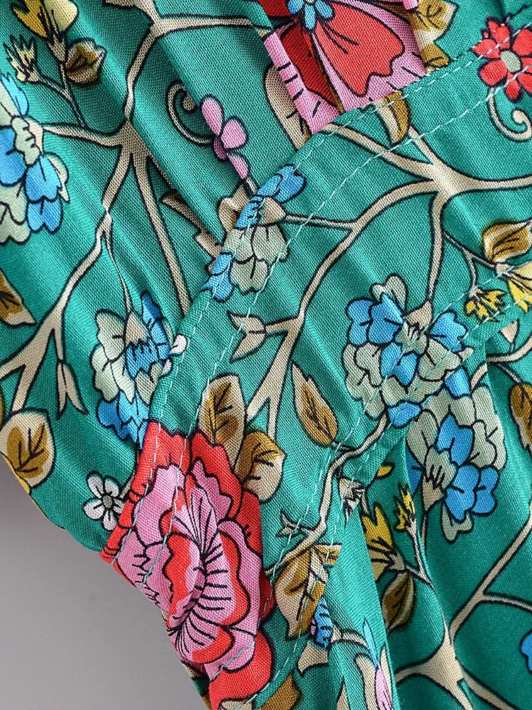 Midi Dress, Boho Dress, Sundress, Green Arabian Jasmine