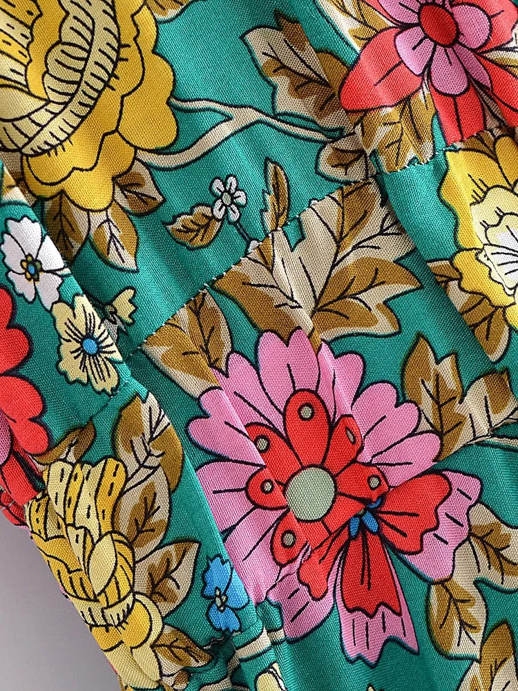 Midi Dress, Boho Dress, Sundress, Green Arabian Jasmine