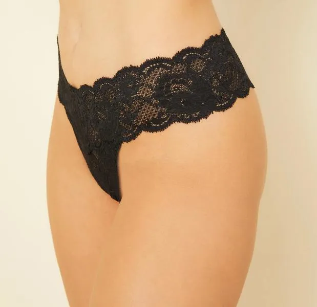 Never Say Never Cutie Low Rise Thong - Black - One Size