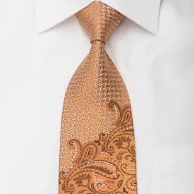 Nina Ricci Men's Silk Necktie Paisley On Golden Orange Sparkling With Rhinestones
