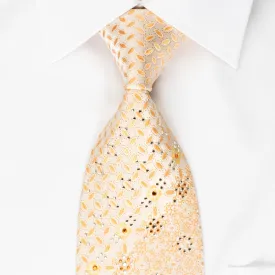 Park Land Silk Rhinestone Necktie Orange Marrakesh On Peach With Golden Sparkles