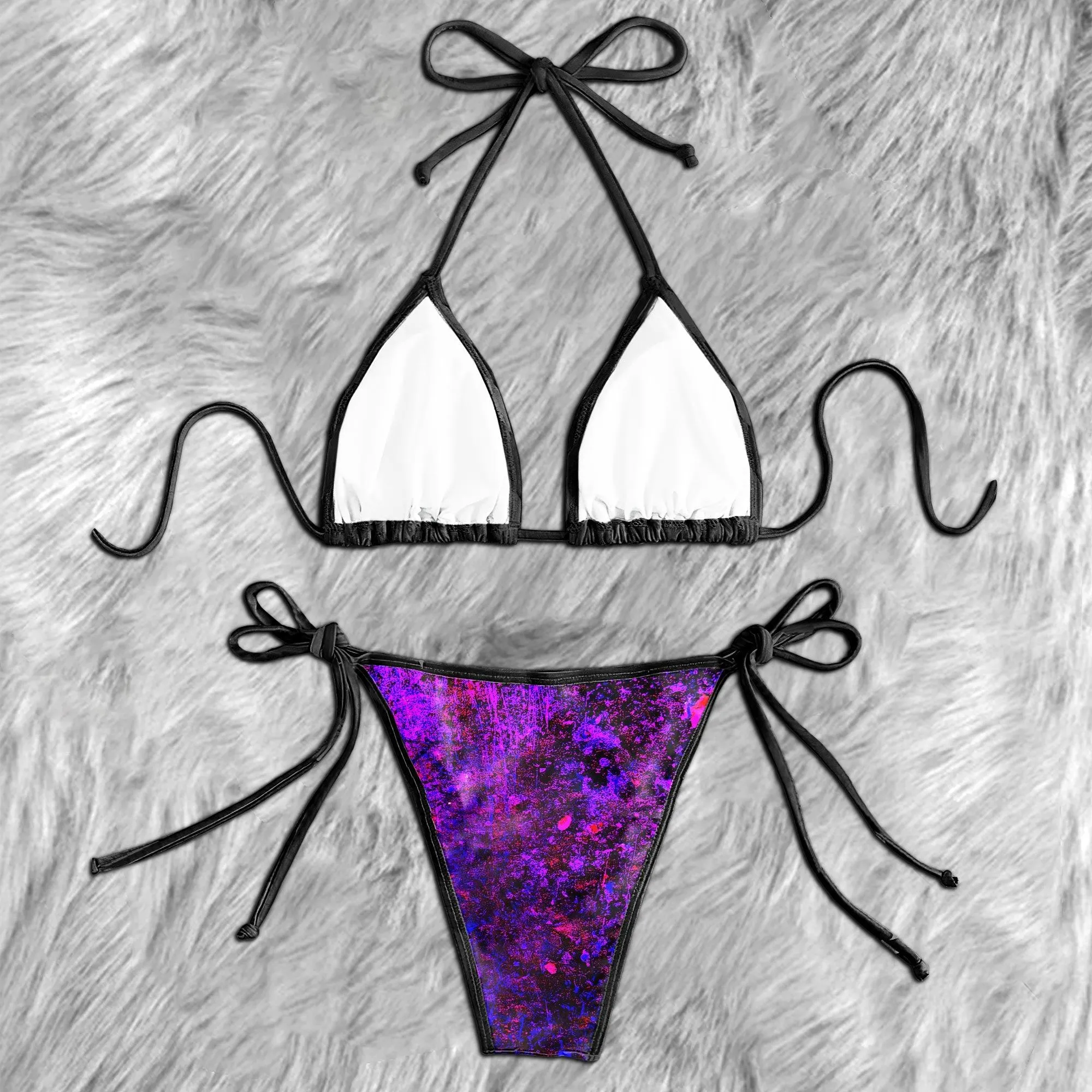 Purple Psycho Skull Micro Triangle Bikini Swimsuit