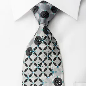 Renoma Rhinestone Necktie Silver Geometric On Black With Silver Sparkles