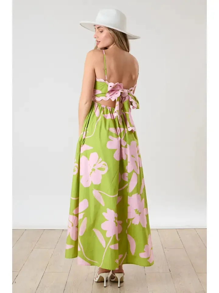 Ric Rac Trim Back Tie Maxi Dress