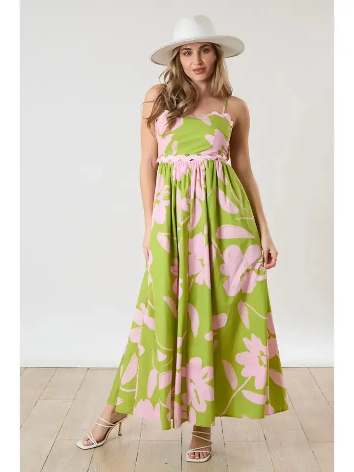 Ric Rac Trim Back Tie Maxi Dress