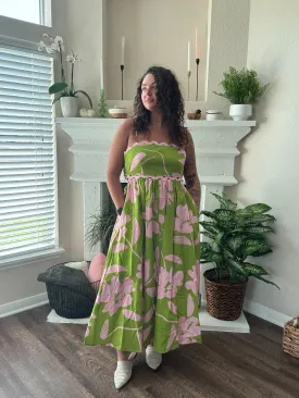 Ric Rac Trim Back Tie Maxi Dress