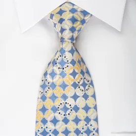 Rogers Dail Rhinestone Silk Necktie Geometric Dots On Blue With Silver Sparkles