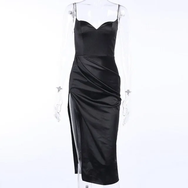 Satin Side Split Loose Fit Maxi Dress
