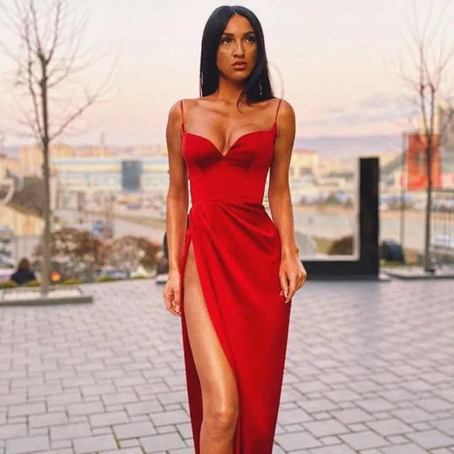 Satin Side Split Loose Fit Maxi Dress