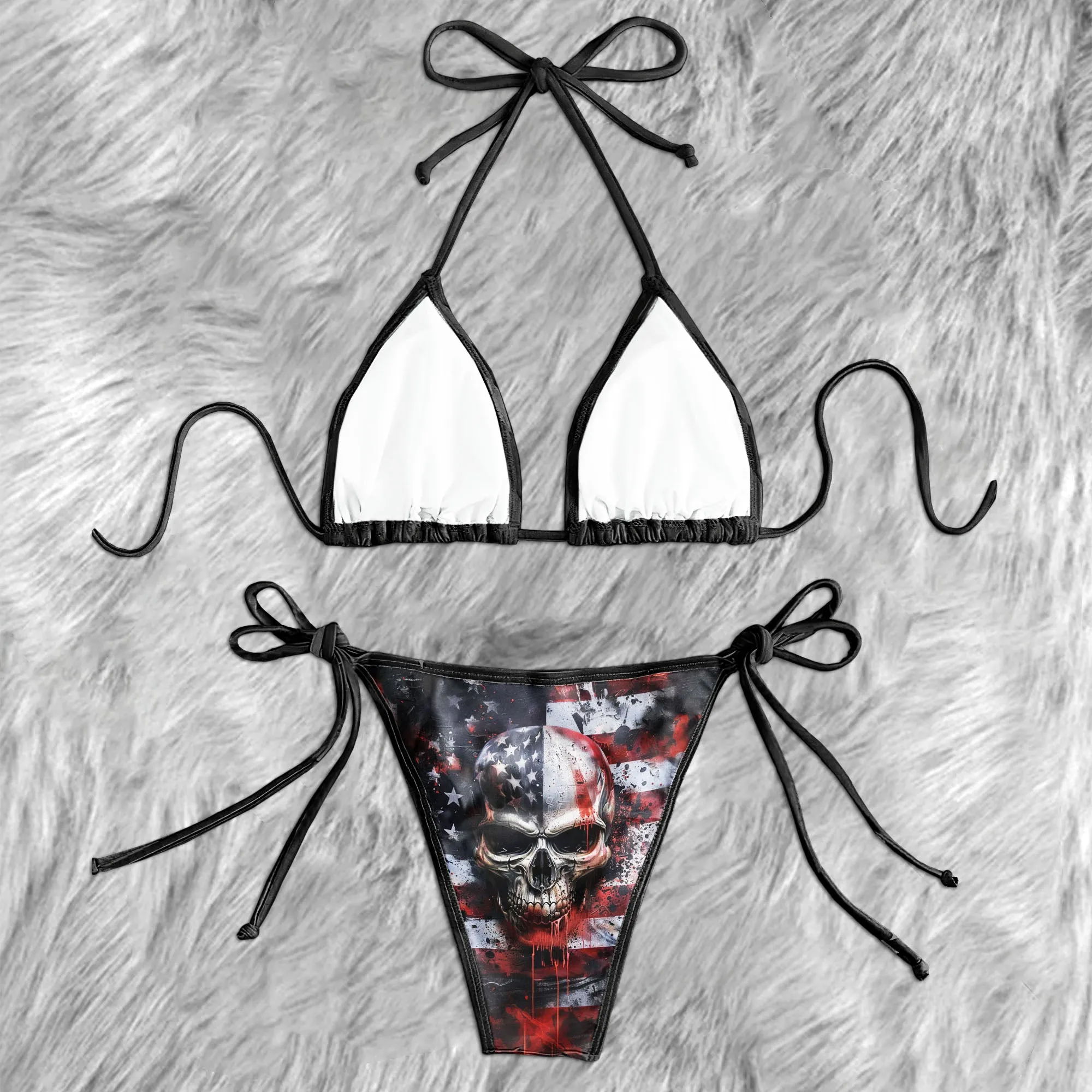 Scary Skull Flag Micro Triangle Bikini Swimsuit
