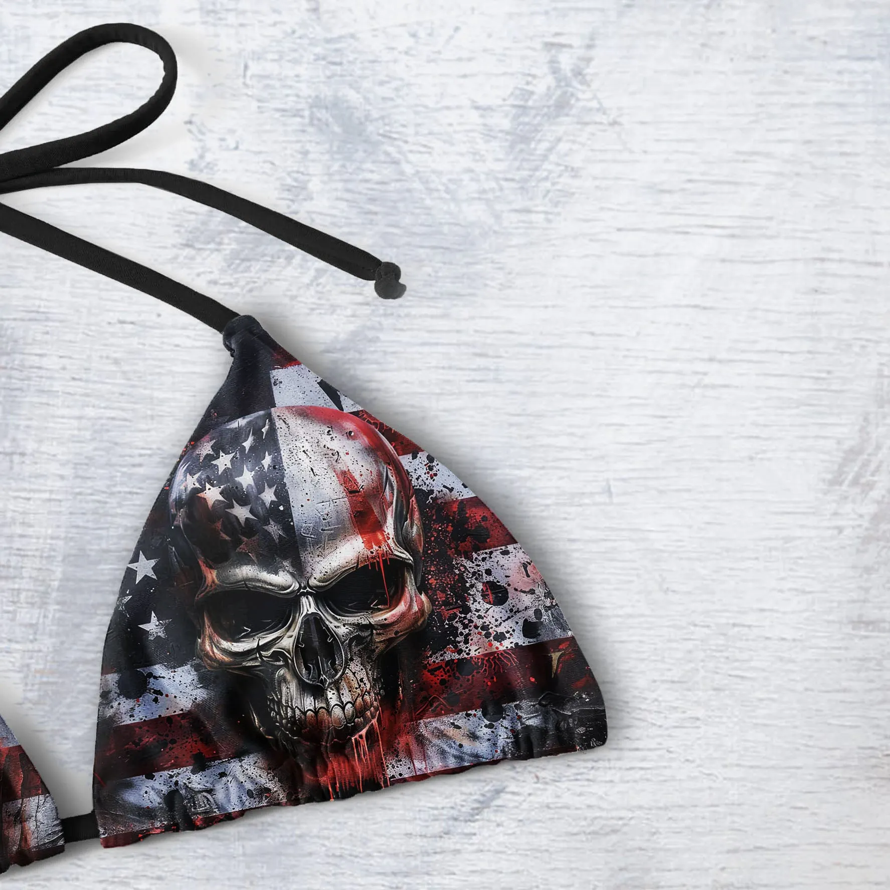 Scary Skull Flag Micro Triangle Bikini Swimsuit