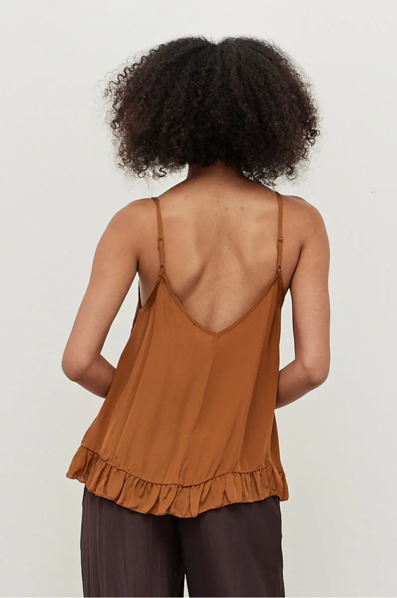 Tan Ruffle Camisole