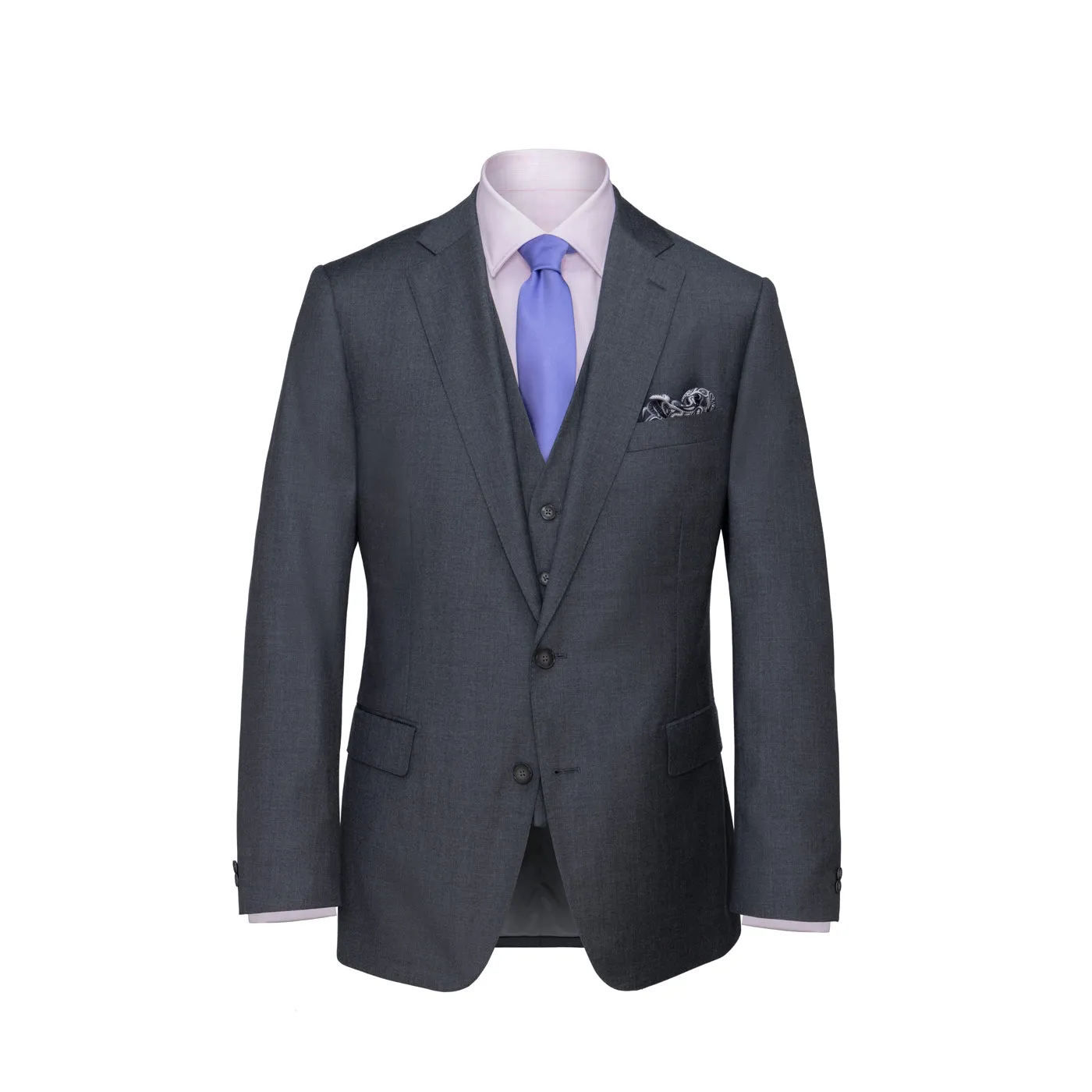 Three-Piece Dark Grey Twill Suit