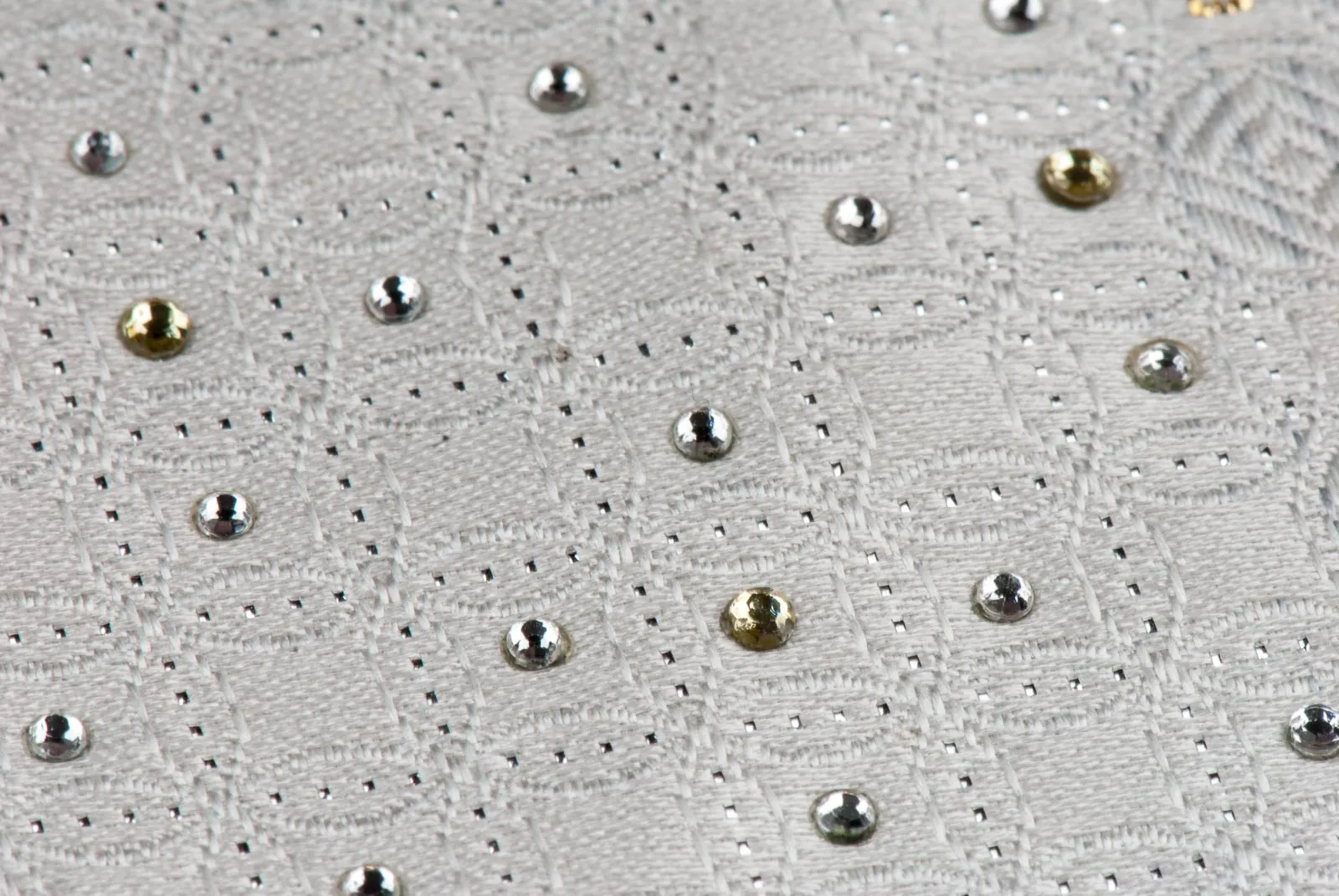Tino Cosma Rhinestone Silk Tie Geometric Design On White With Golden Sparkles