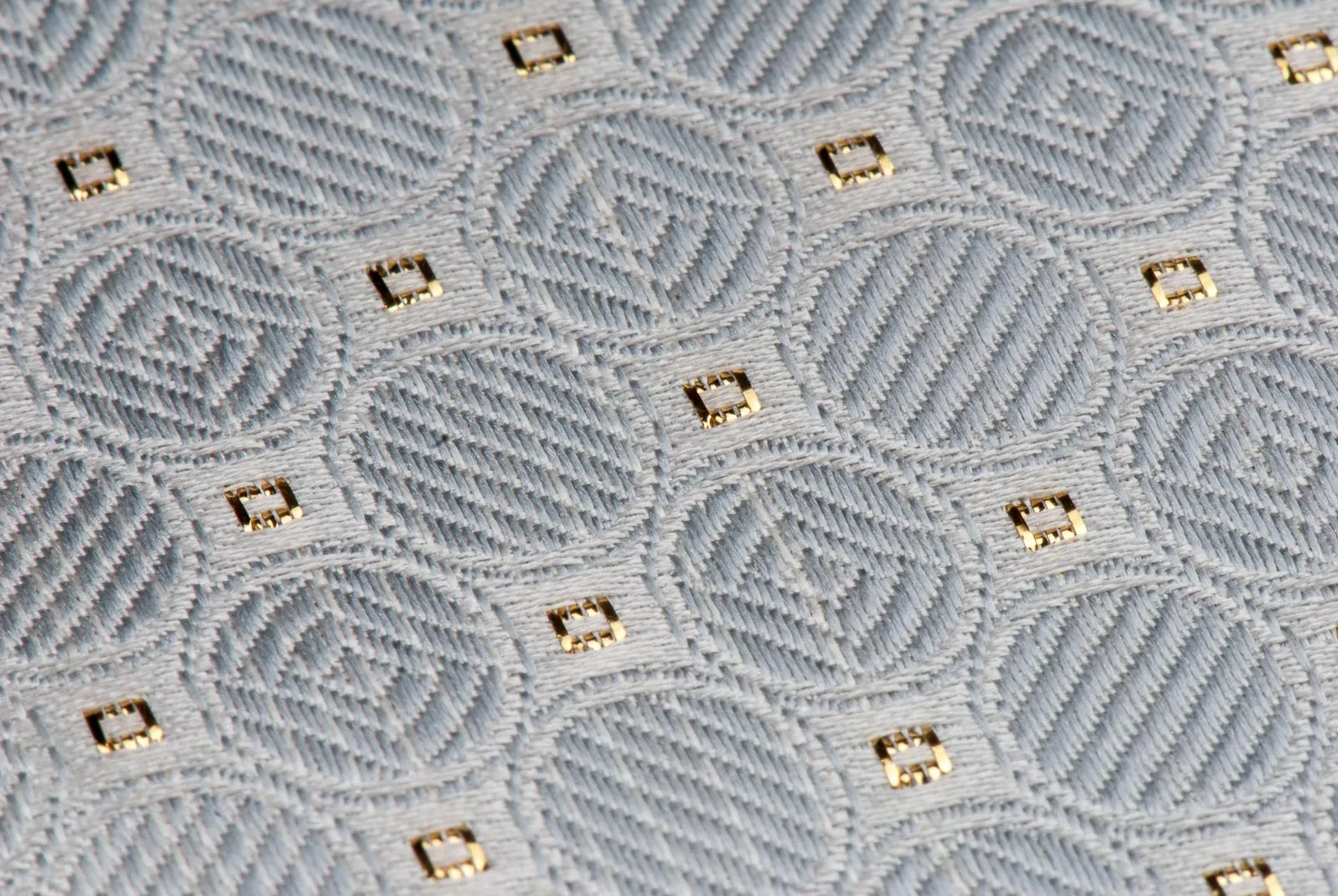 Tino Cosma Rhinestone Silk Tie Geometric Design On White With Golden Sparkles