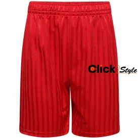 Unisex PE School Shadow Stripe Shorts Boys Girls Adult Football Gym Sports Short -Red