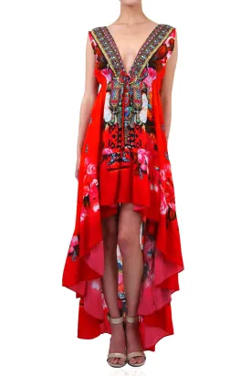V-Neck Asymmetrical Cocktail Dress