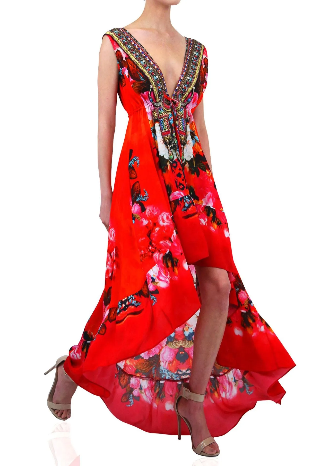 V-Neck Asymmetrical Cocktail Dress