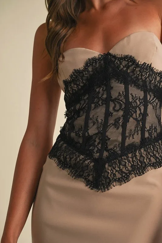 Victoria Sleeveless Lace Maxi Dress Beige