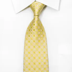 Vito Rufolo Men's Silk Necktie Geometric On Yellow Sparkling With Rhinestones