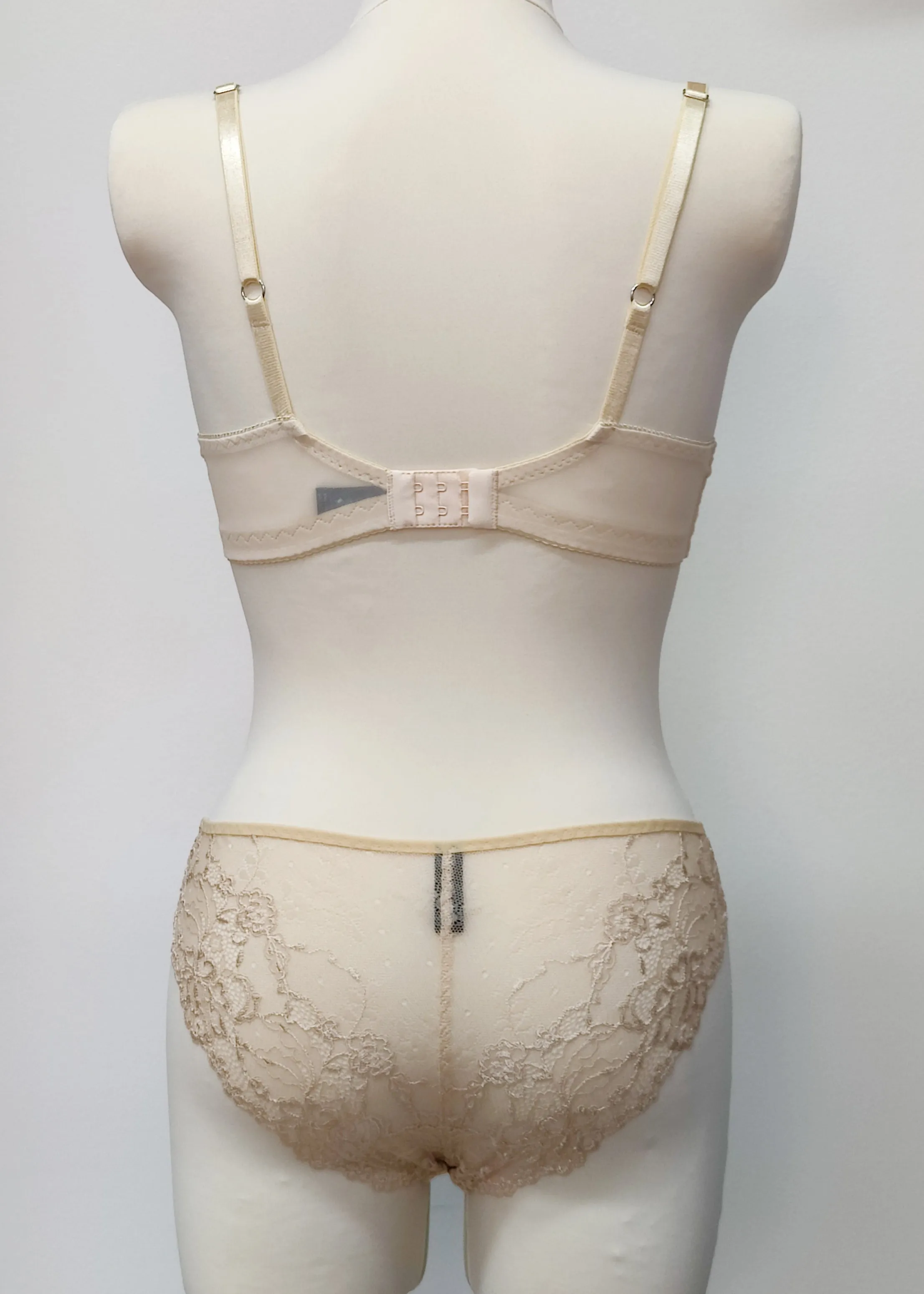 White Lace ZIGI Tanga or Thong Panties Beige Pink Size XS-2XL