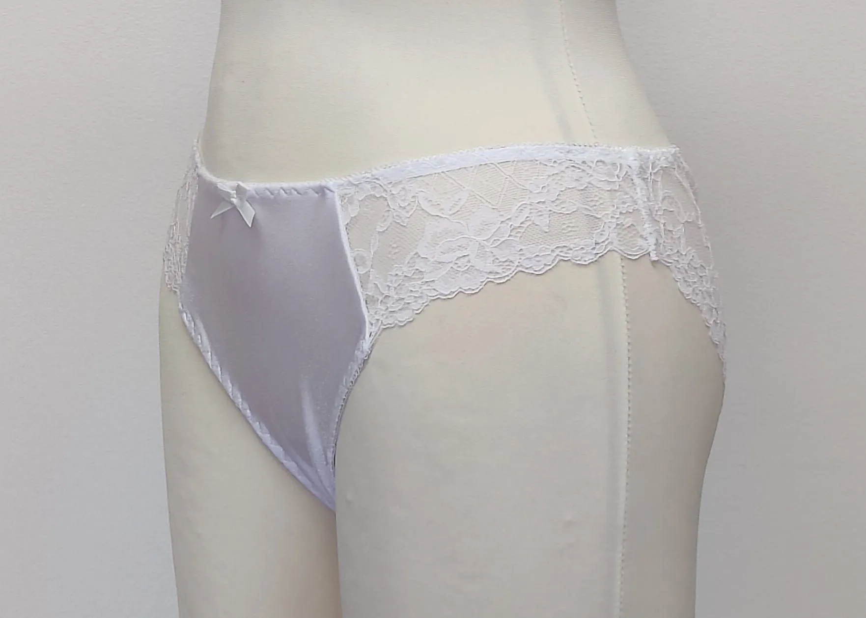 White Lace ZIGI Tanga or Thong Panties Beige Pink Size XS-2XL