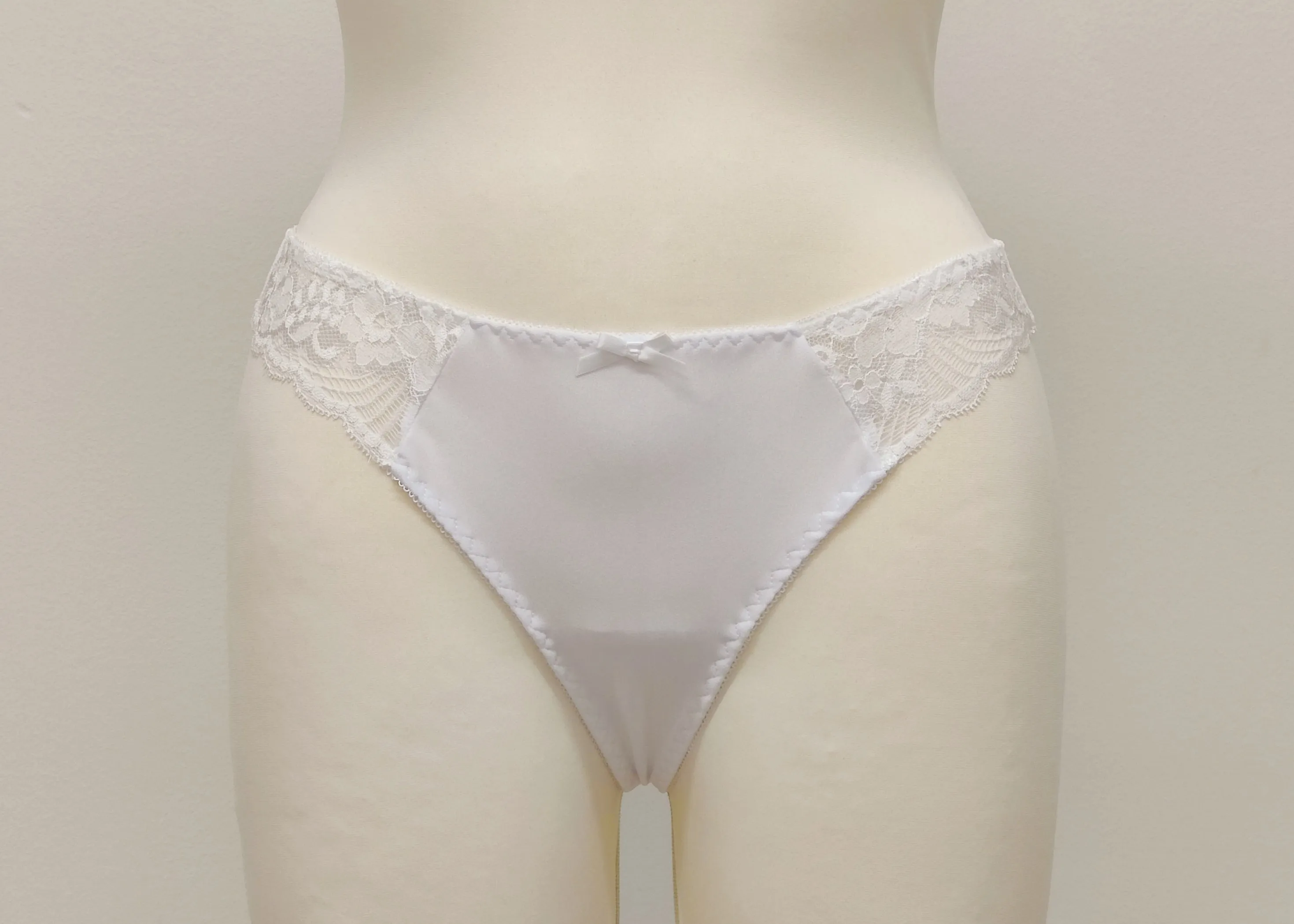 White Lace ZIGI Tanga or Thong Panties Beige Pink Size XS-2XL