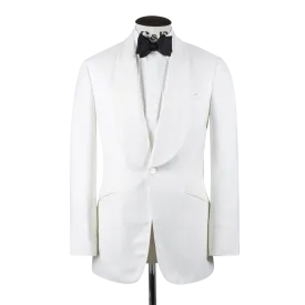 Wide Shawl Lapel Jacket in White Bamboo