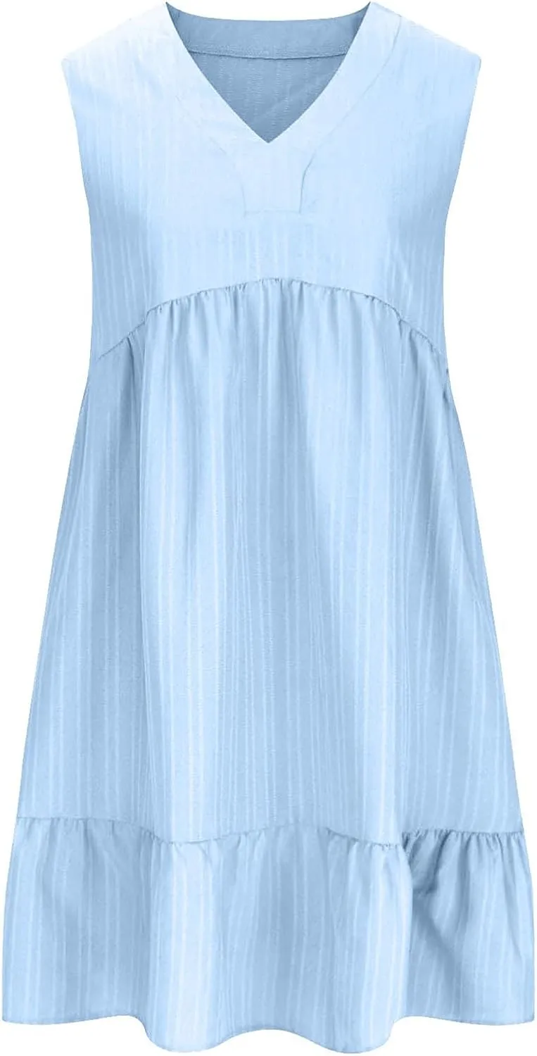 Women's Casual Dress Summer Tank Dress Sleeveless Summer Dresses for Women 2025 Elegant Classy Plus Size Dresses