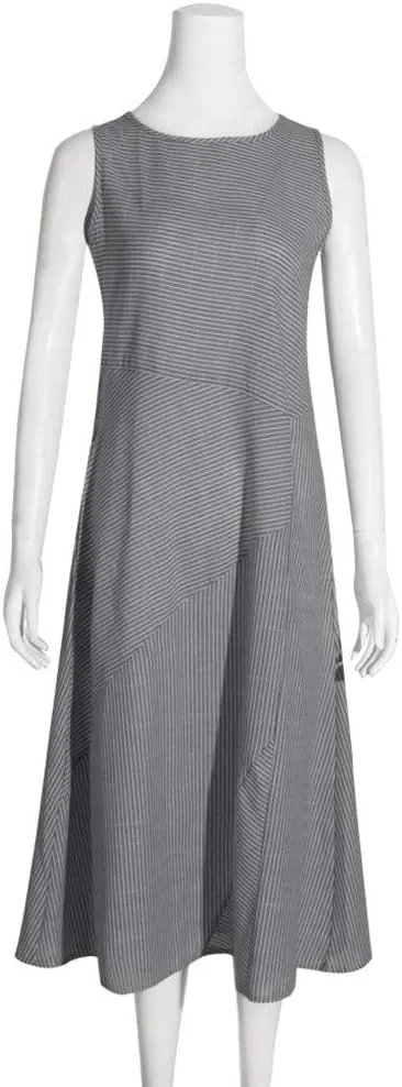 Women's Dresses Summer Casual Striped Sleeveless Round Neck Linen with Pockets Long Maxi Dress Spring, S-2XL