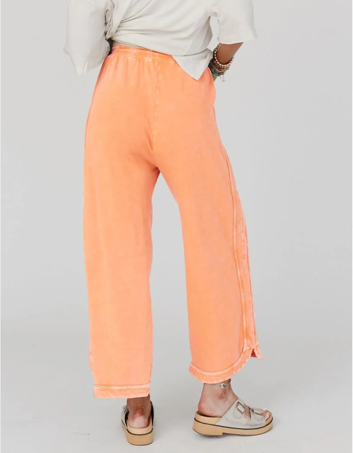 Womens Wide Leg Pants Casual High Waisted Palazzo Pants Lightweight Summer Flowy Beach Pants with Pockets