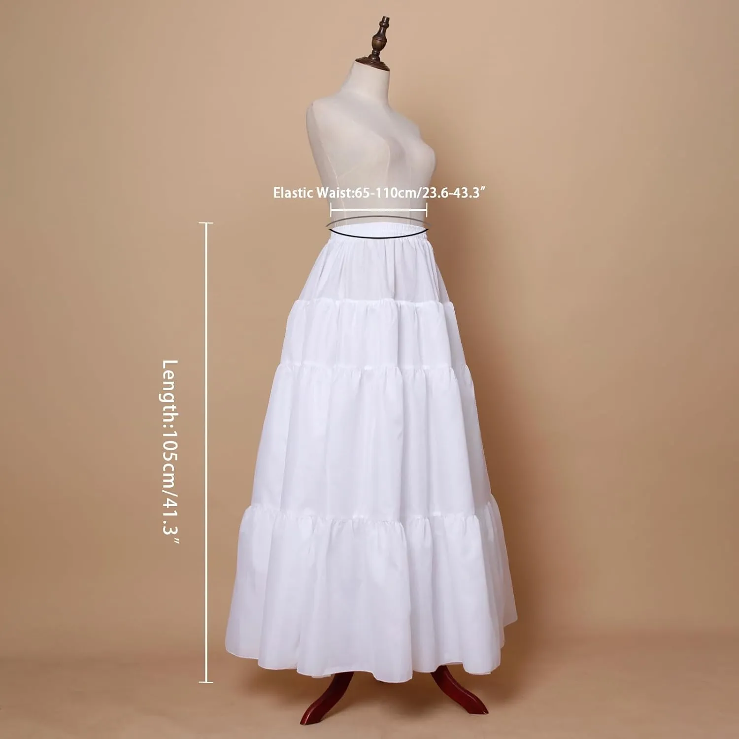YULUOSHA Women's Crinoline Petticoat Hoopless Skirt A-Line Underskirt Full Gown Half Slips for Dresses Lingerie Long Skirt