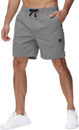 Yundobop Men's Casual 7 Inch Shorts Twill Drawstring Summer Beach Stretch Golf Shorts with Zipper Pockets