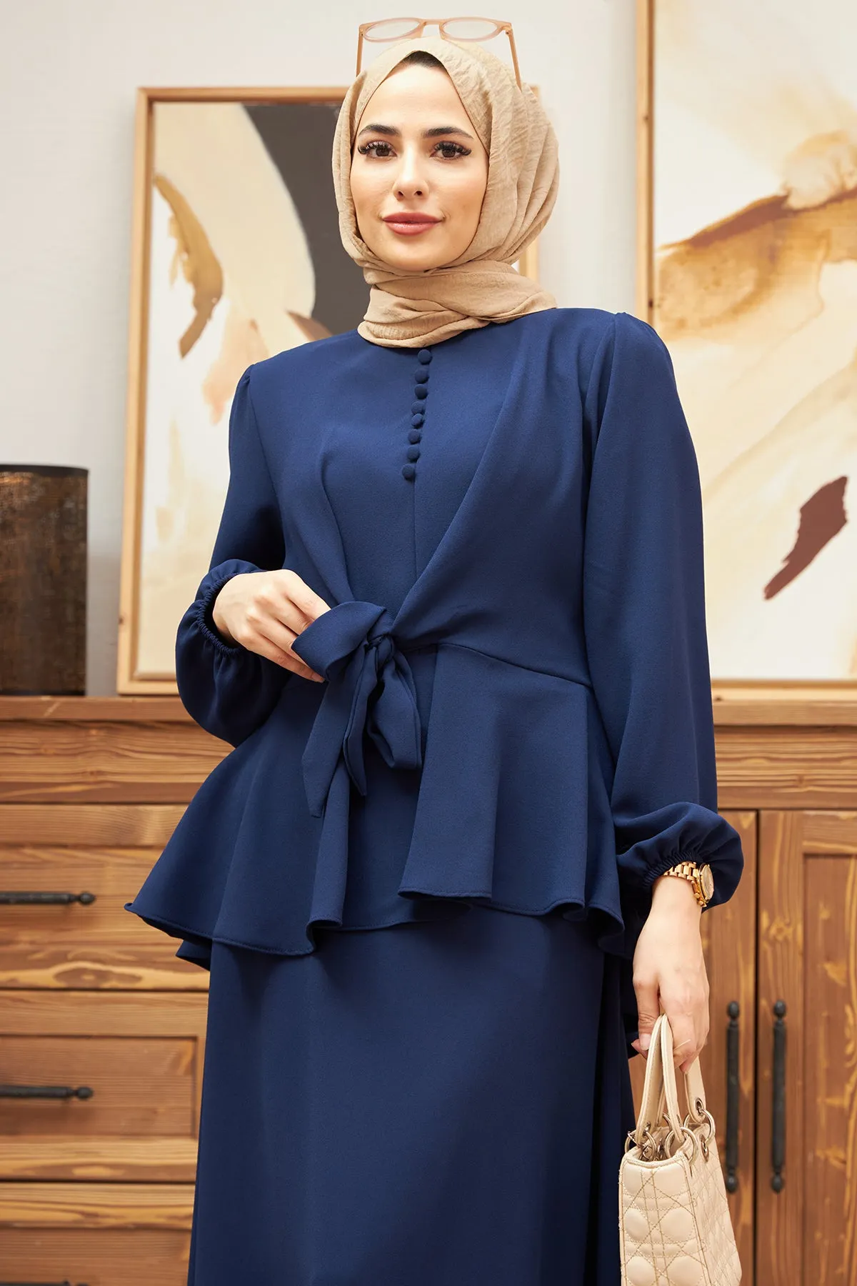 ZRF Women Button-Front Skirt Suit - Indigo - Willenhall