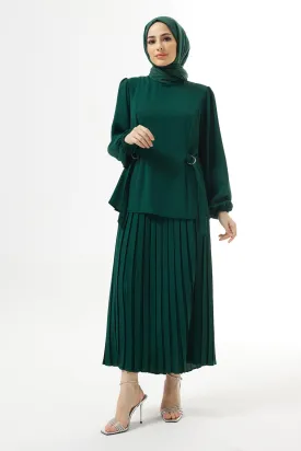 ZRF Women Pleated Skirt Suit - Emerald - Union City