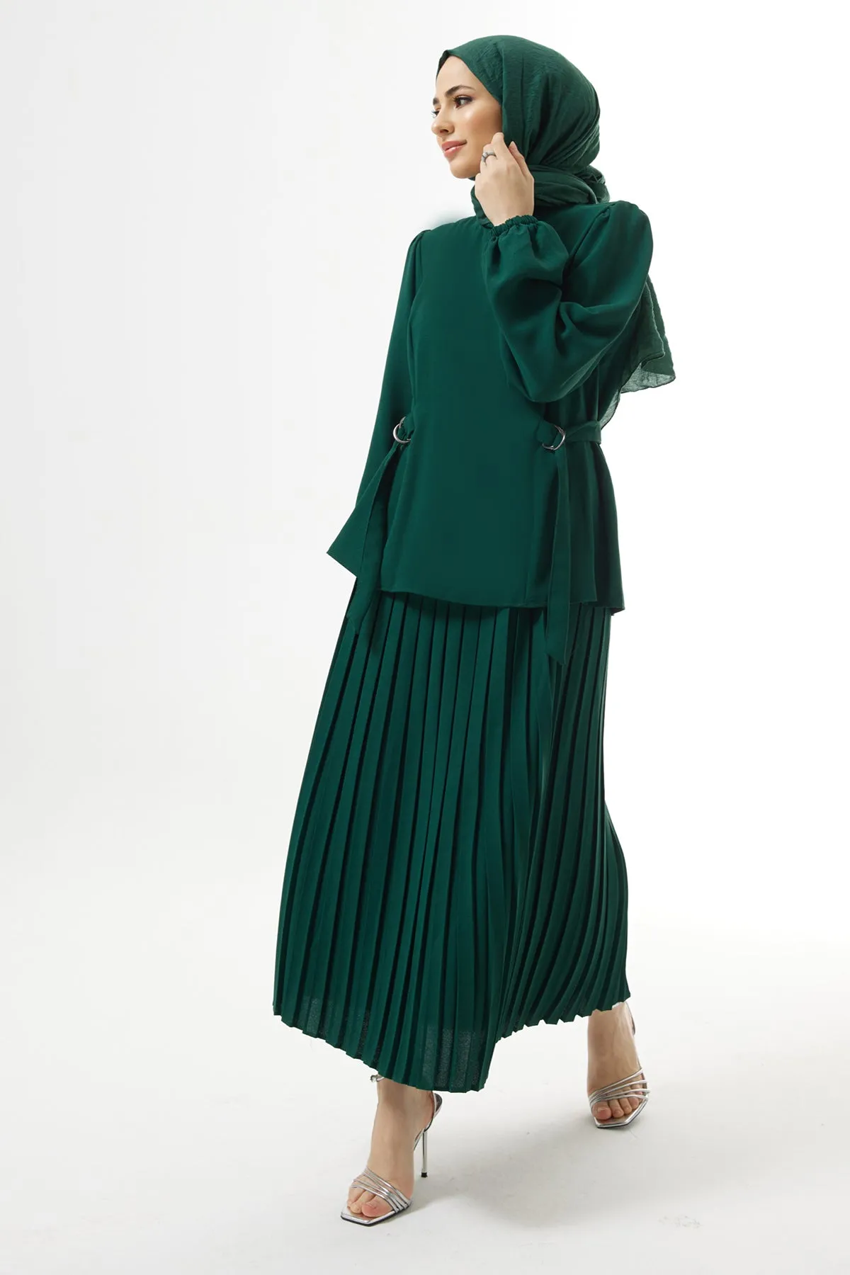 ZRF Women Pleated Skirt Suit - Emerald - Union City