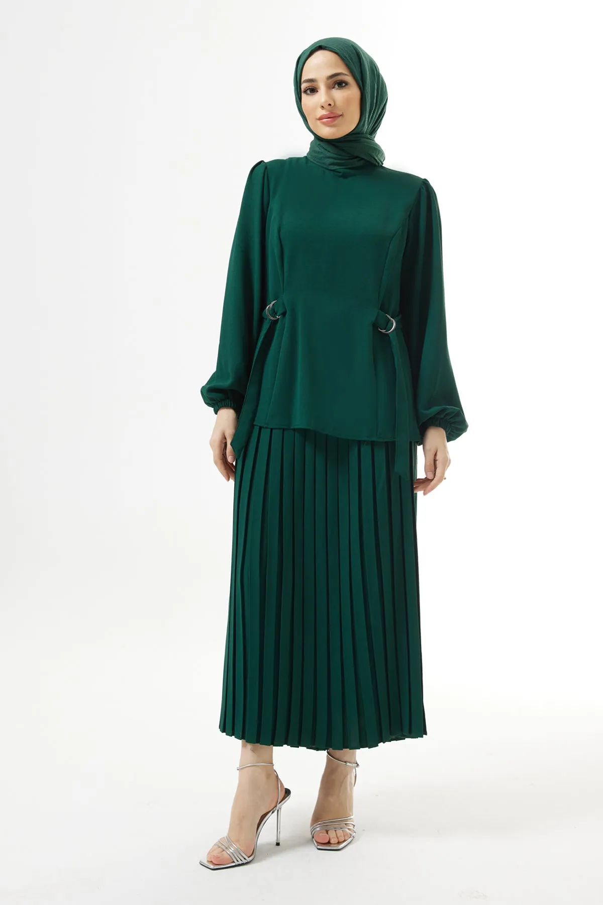 ZRF Women Pleated Skirt Suit - Emerald - Union City