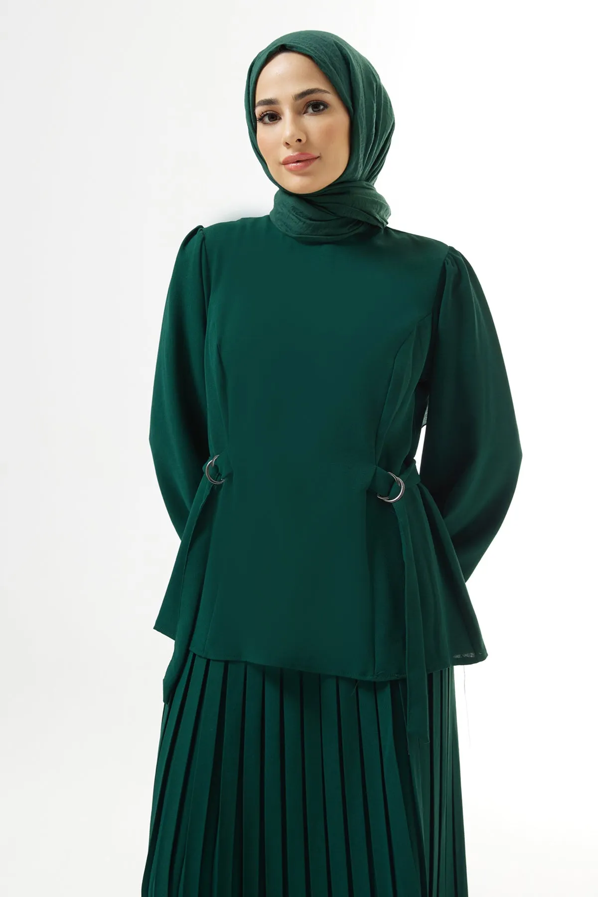 ZRF Women Pleated Skirt Suit - Emerald - Union City